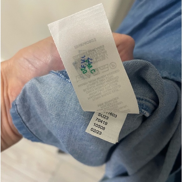 LOFT Light Blue Sundress with Smocked Bodice and Puff Sleeves - Picture 6 of 6